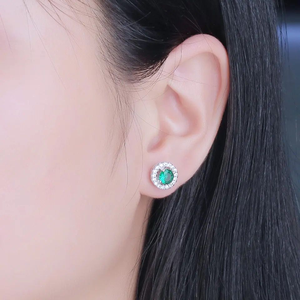 Cercei argint Emerald Round