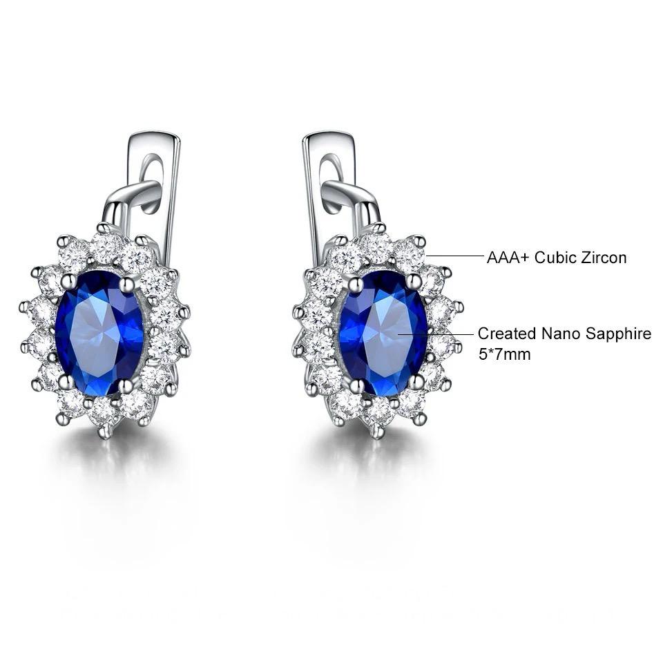 Cercei argint Princess Diana Safir Clip