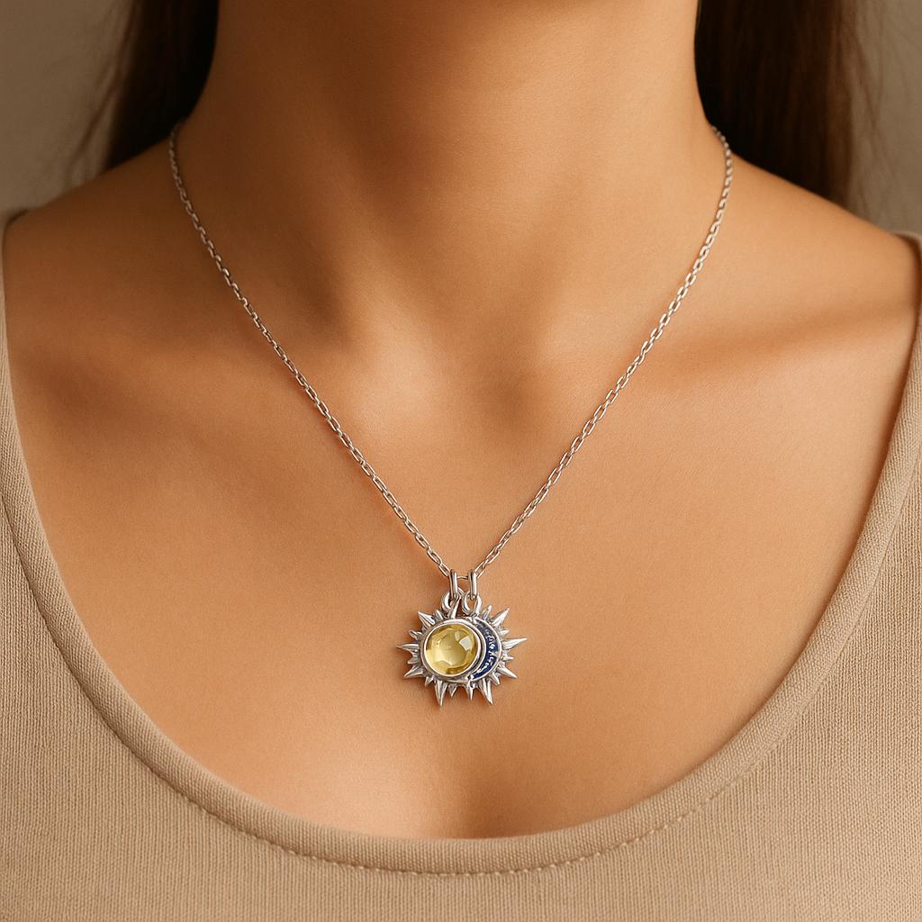 Colier argint Sun & Moon Jewel