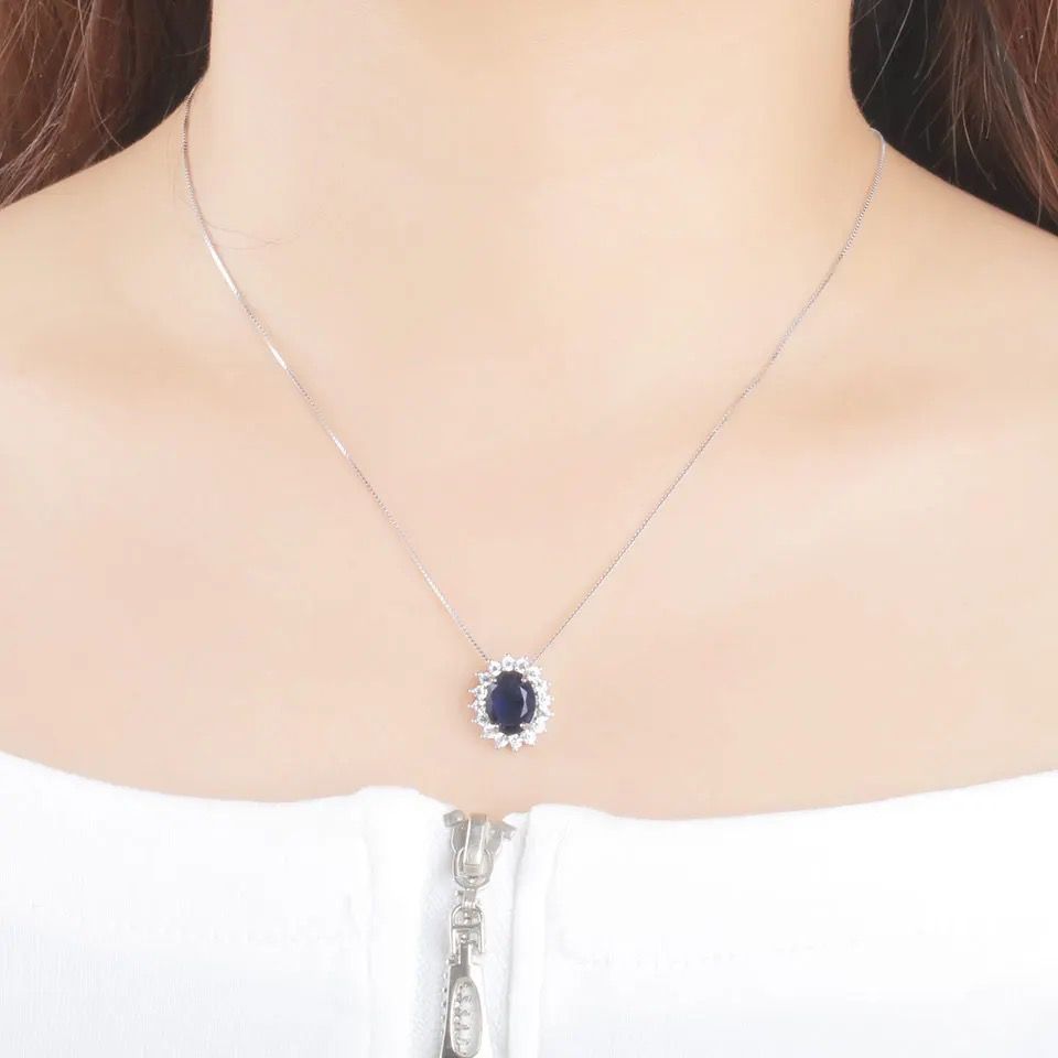 Colier argint Princess Diana Safir