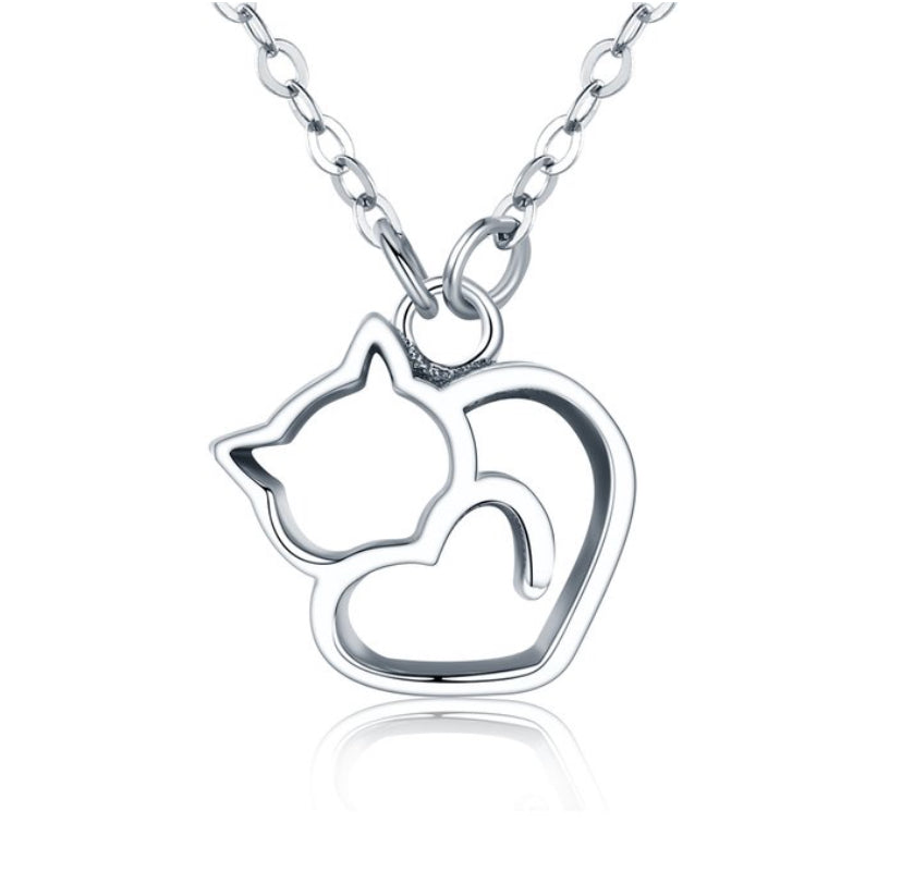 Colier argint Cute Cat