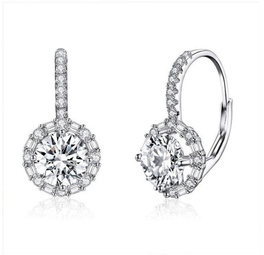 Cercei argint Round Drop Zirconiu