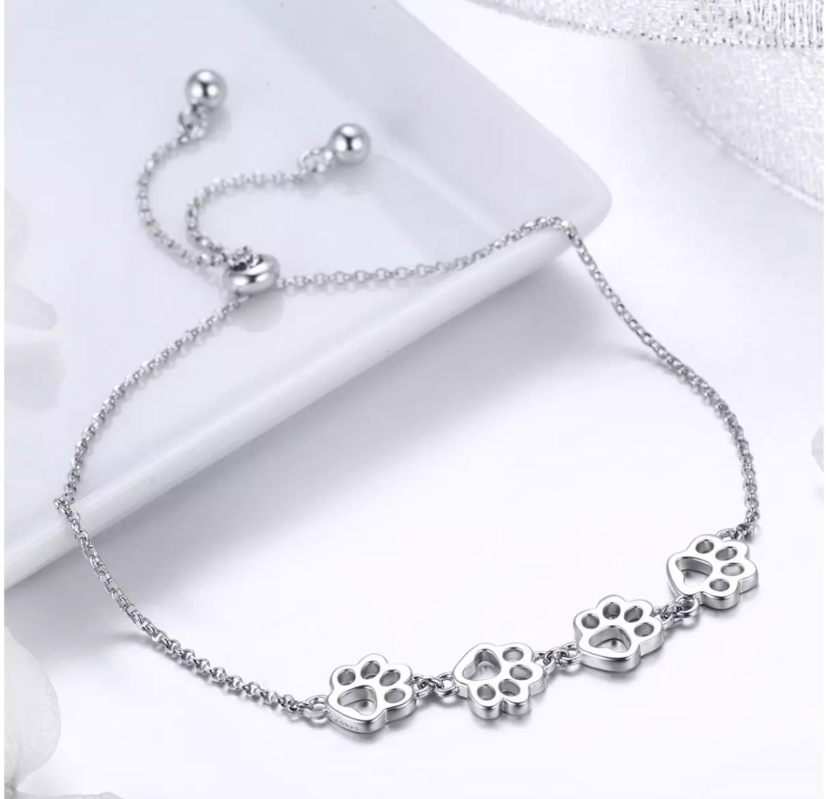 Bratara argint Pets Footprint
