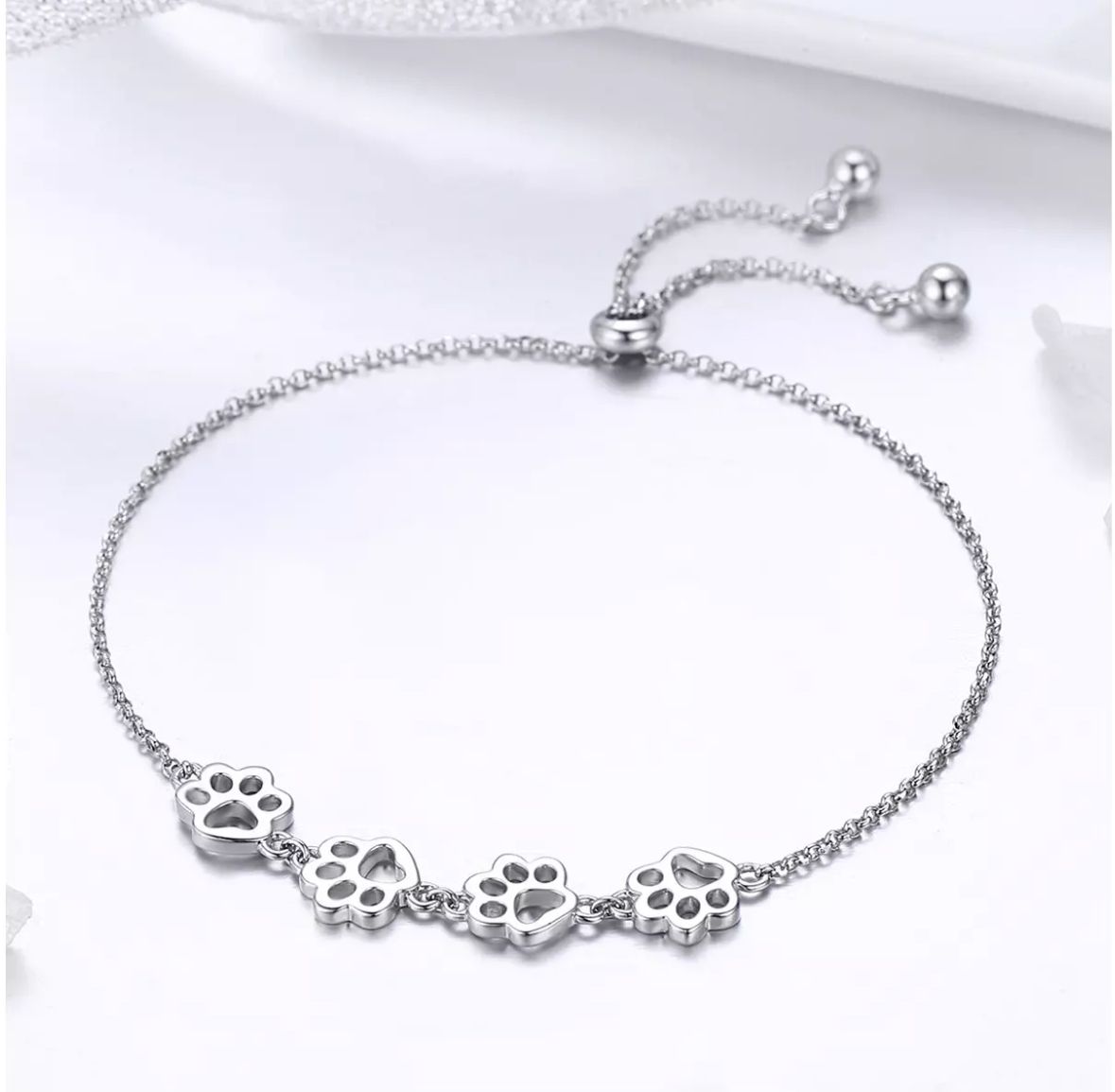 Bratara argint Pets Footprint