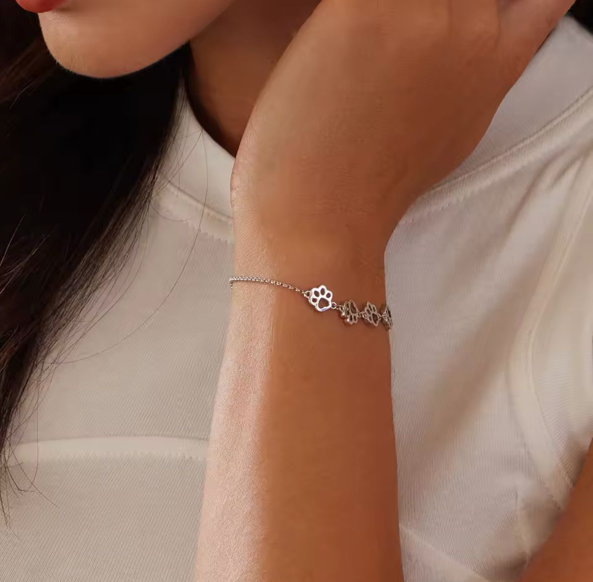 Bratara argint Pets Footprint