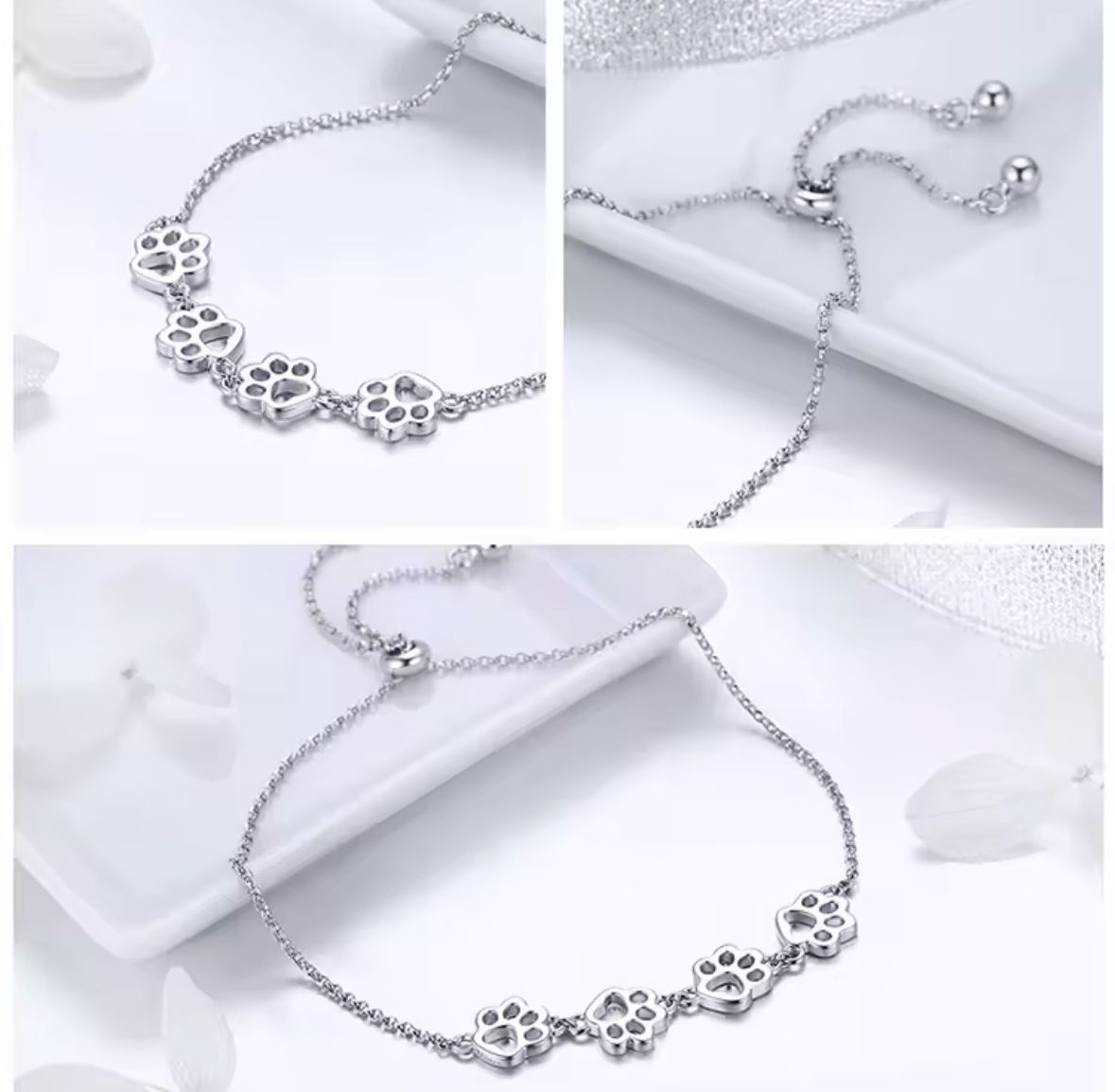 Bratara argint Pets Footprint