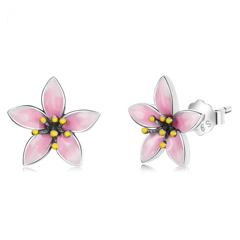 Cercei argint Pink Cherry Blossom