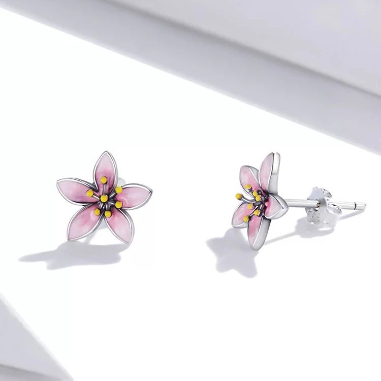 Cercei argint Pink Cherry Blossom