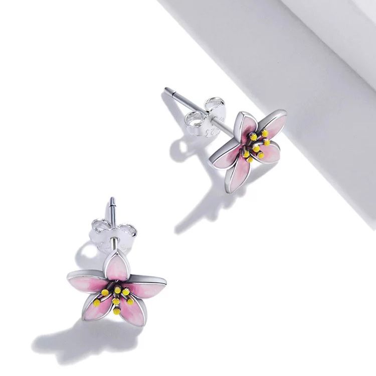 Cercei argint Pink Cherry Blossom