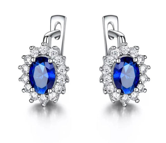 Cercei argint Princess Diana Safir Clip