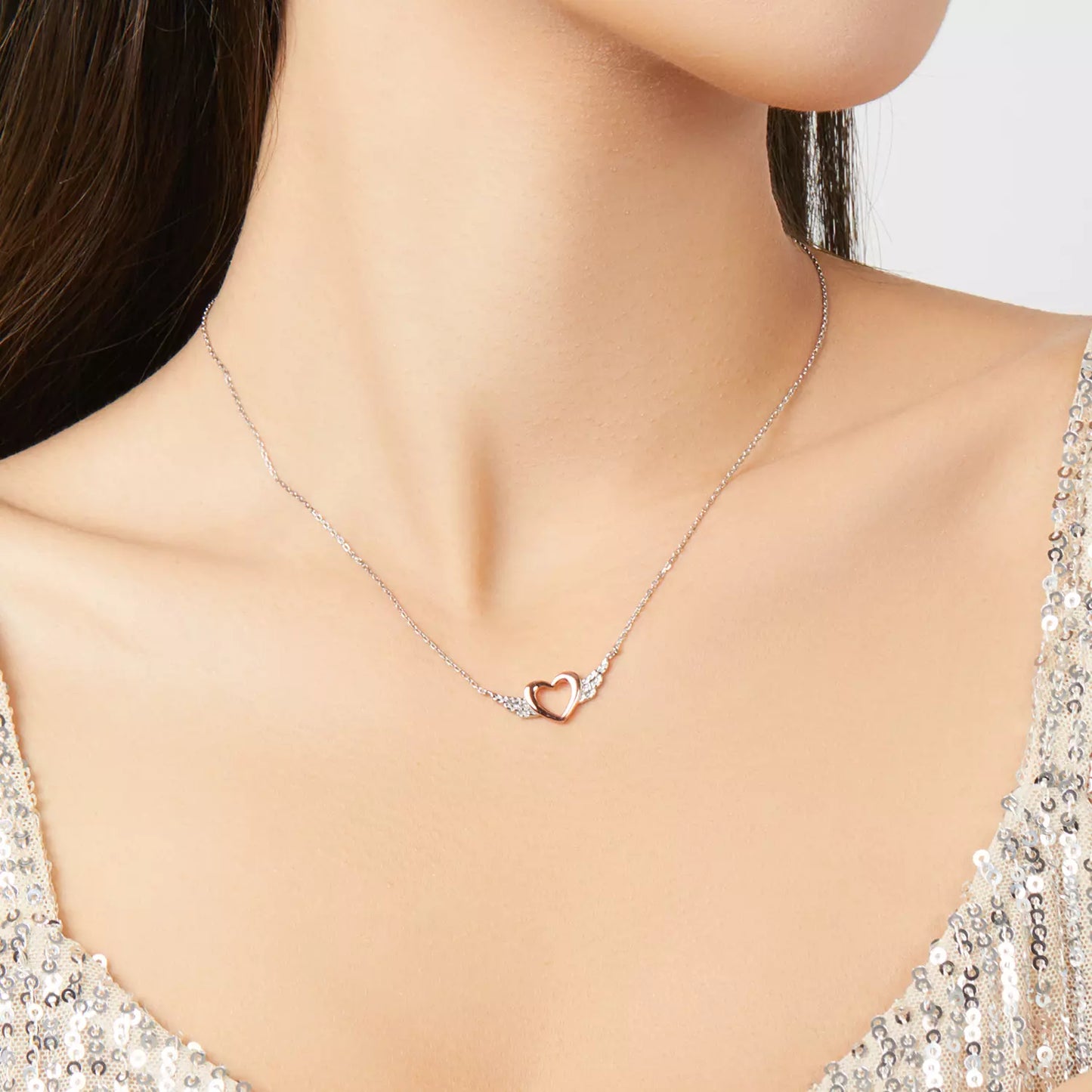 Colier argint Angel Heart Rose