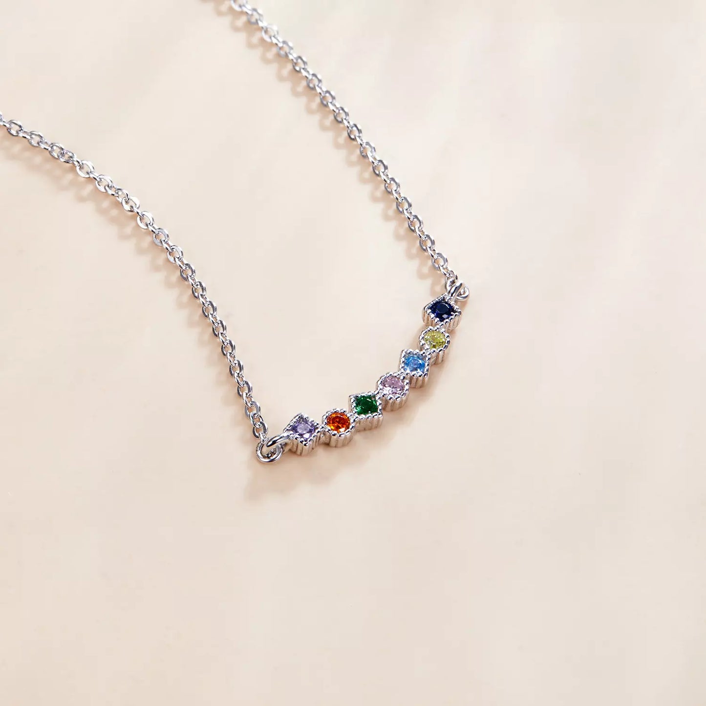 Colier argint Gemstone Rainbow