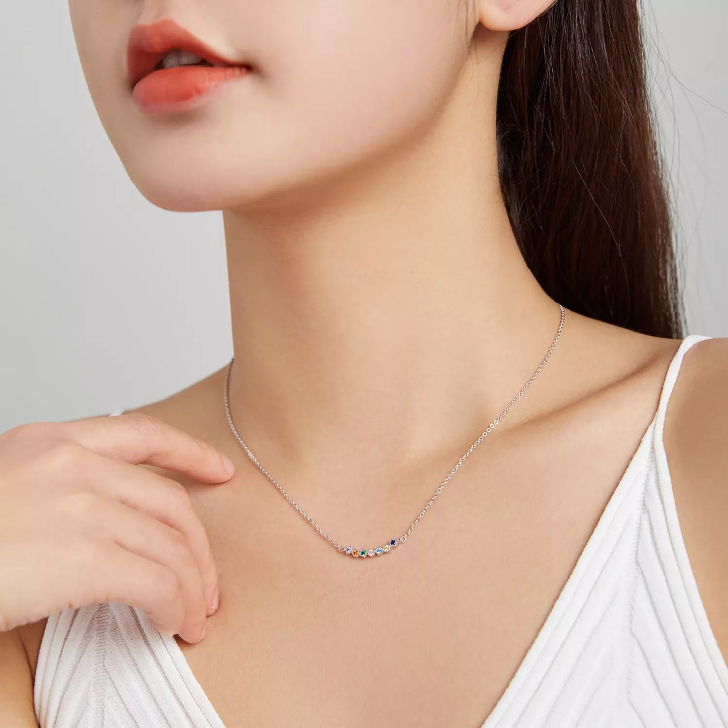 Colier argint Gemstone Rainbow