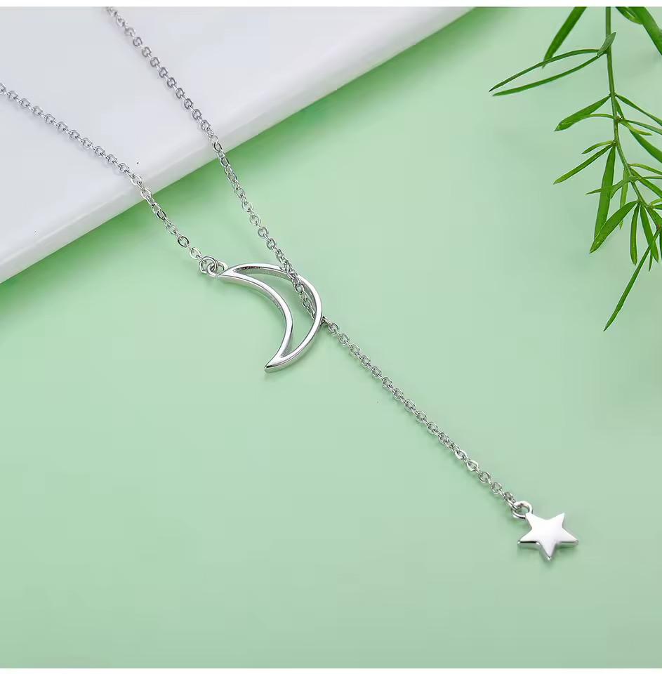 Colier argint Moon & Star