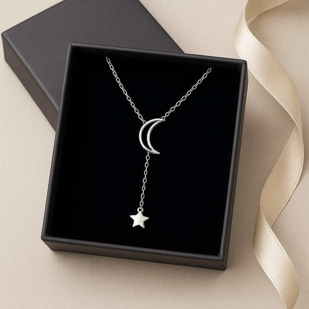 Colier argint Moon Star Blue