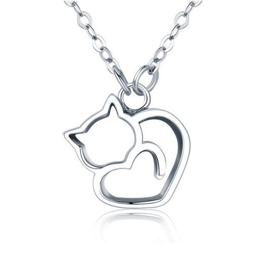 Colier argint Cute Cat
