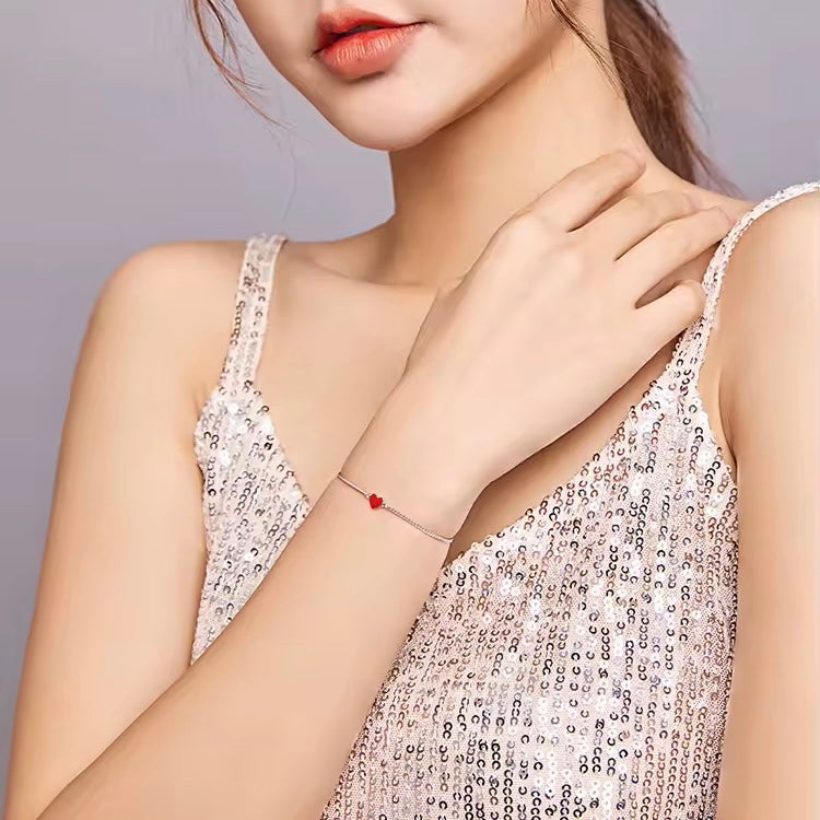 Bratara argint Romantic Heart Red