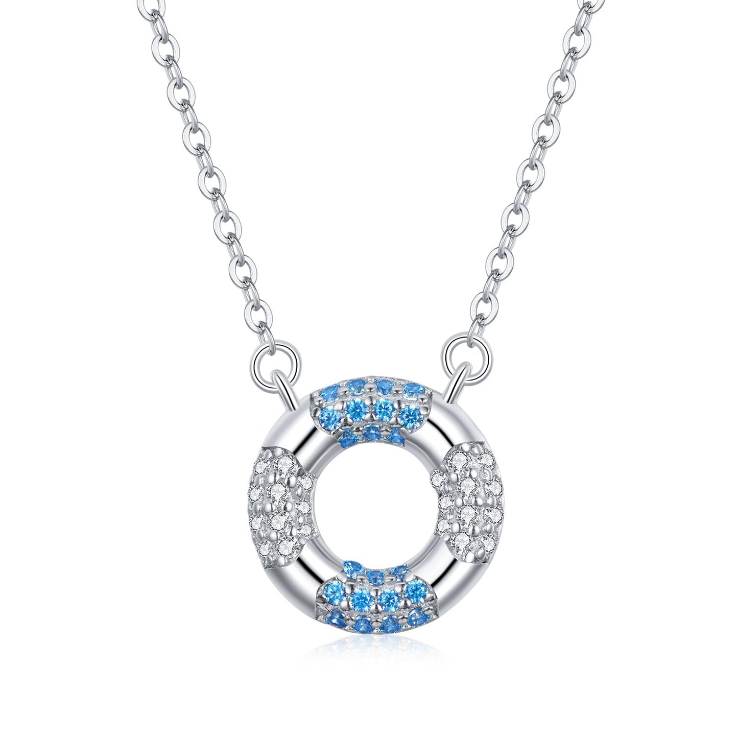 Colier argint Blue Crystal Circle