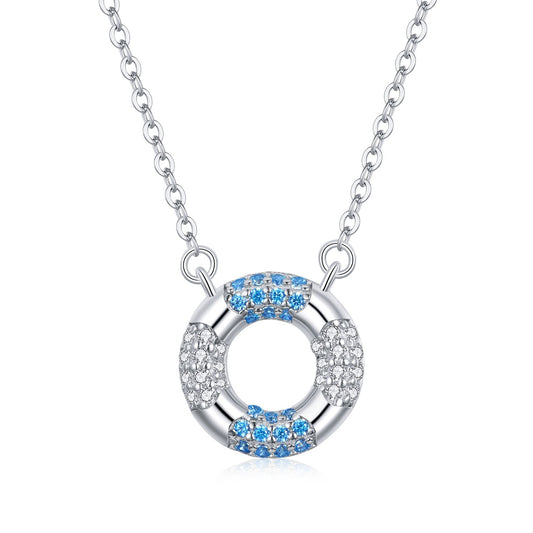 Colier argint Blue Crystal Circle