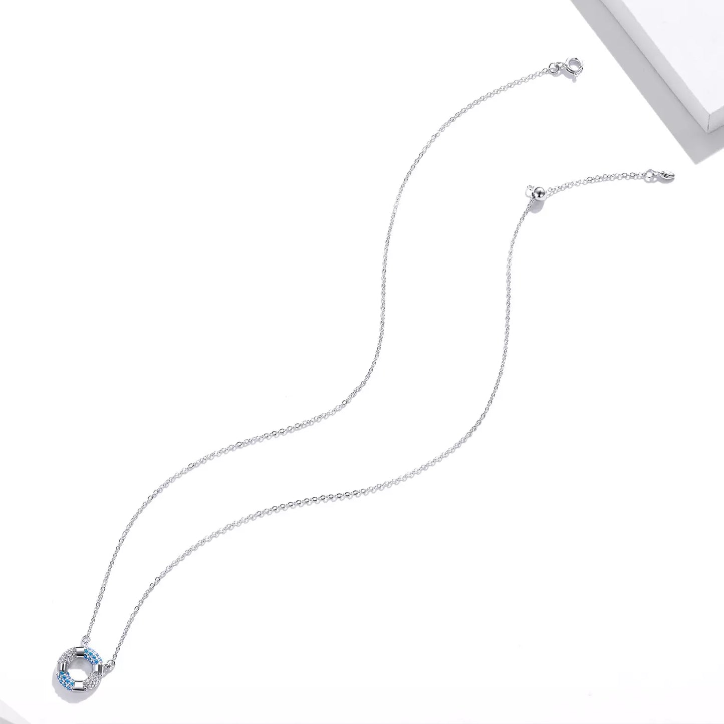 Colier argint Blue Crystal Circle