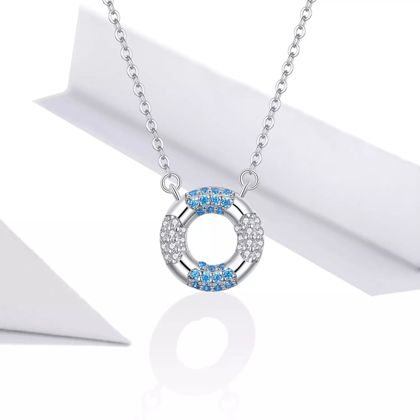 Colier argint Blue Crystal Circle