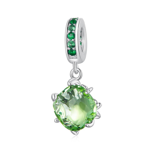 Talisman argint Tree of Life Green Glass
